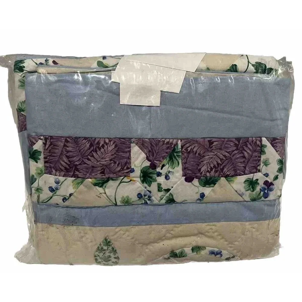 Pillow Shams Arch Home Collection Quilted Handmade Patchwork Floral Purple Two